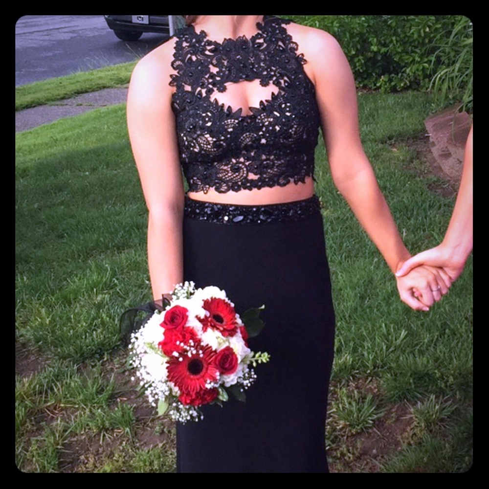 black two piece madison james prom dress size 2